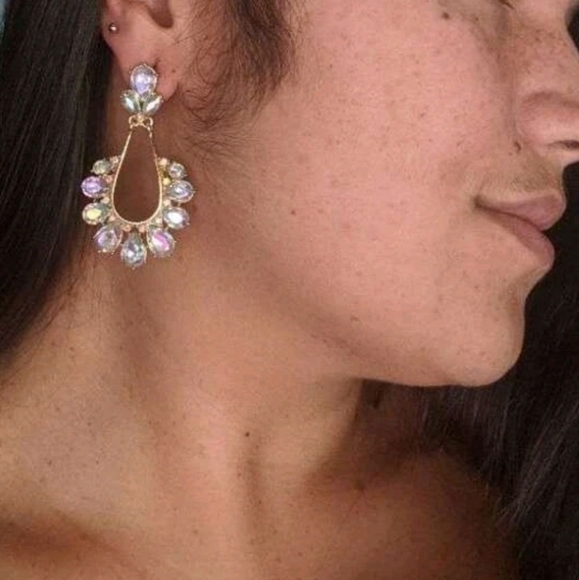 Rhinestone & gold earrings crystal wedding formal dangle wedding party 💖2/$30 - Picture 7 of 14